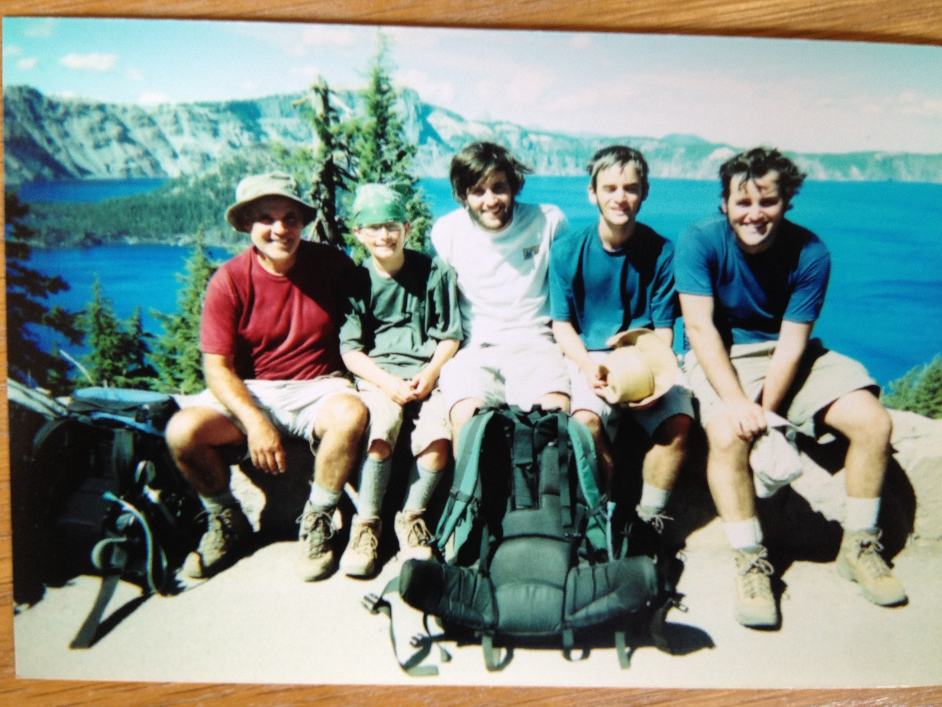 Dad, me, and brothers. On PCT at Crater Lake summer 2008.